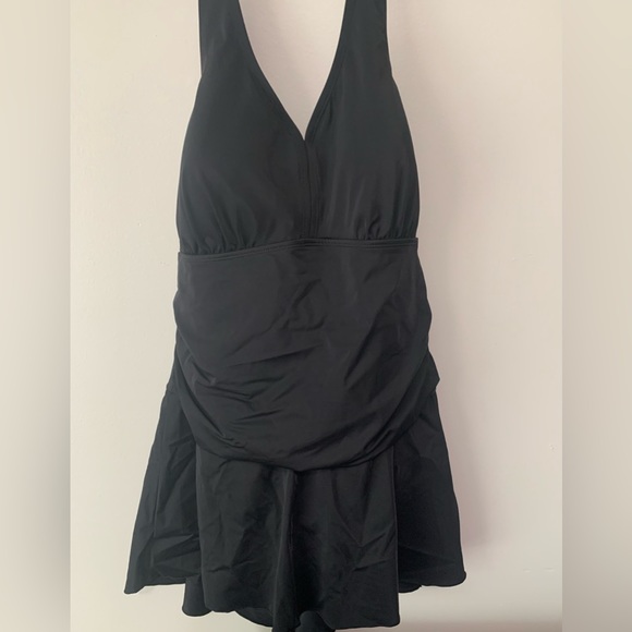 Merona | Swim | Merona Swim Skirt Size 2w One Piece Ruched Black Dress